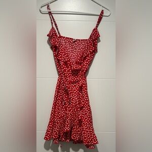 Red Floral Ruffle Dress